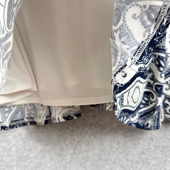 Eliza J Dress Size 8 Multicolor Paisley Print Stretch Knit Fit Flare 3/4 Sleeve - Picture 7 of 12